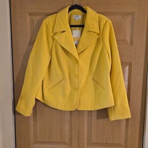 Studio Works Mustard Yellow Structured Blazer- Button Front Women's Vintage Sz16